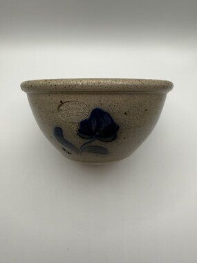 VTG Rockdale Union Stoneware Bowl Blue‎ Floral & Heart